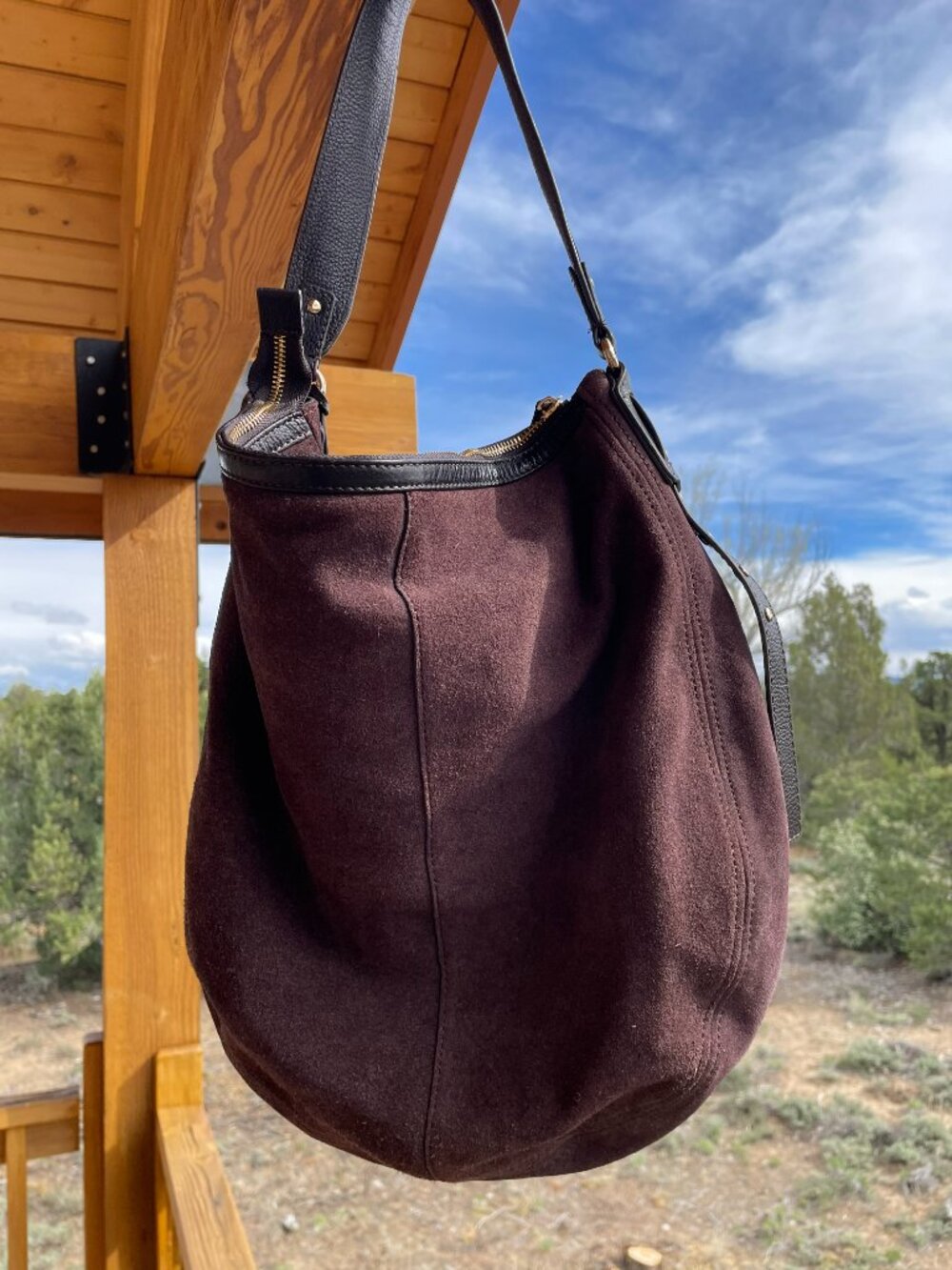 Ashwood Brown Suede Hobo bag - Picture 6 of 9